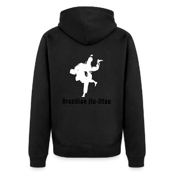 Brazilian Jiu-Jitsu BJJ - Unisex Premium Organic Zip Hoodie - black - Back - Nico (187cm)