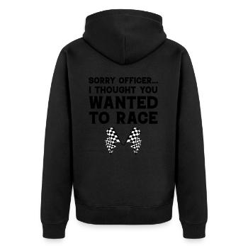 Désolé officier, je croyais que vous vouliez faire la course - Veste à capuche bio Premium Unisexe - noir - Dos - Nico (187cm)