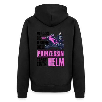 Vergiss die Krone diese Prinzessin trägt einen Hel - Unisex Premium Bio Zip Hoodie - Schwarz - Hinten - Nico (187cm)