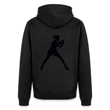 Frau Mädchen Boxen - Unisex Premium Bio Zip Hoodie - Schwarz - Hinten - Nico (187cm)