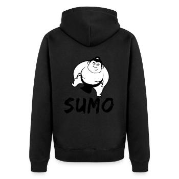 Sumo - Unisex Premium Organic Zip Hoodie - black - Back - Nico (187cm)