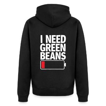 Grüne Bohnen - Unisex Premium Bio Zip Hoodie - Schwarz - Hinten - Nico (187cm)