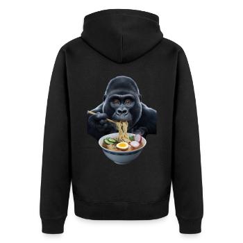 Gorilla Ramen - Unisex Premium Bio Zip Hoodie - Schwarz - Hinten - Nico (187cm)