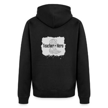 L’enseignant est égal au héros - Veste à capuche bio Premium Unisexe - noir - Dos - Nico (187cm)