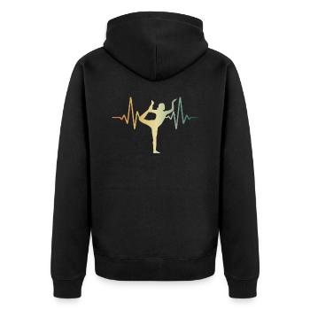Herzschlag Yoga EKG Puls Herzfrequenz - Unisex Premium Bio Zip Hoodie - Schwarz - Hinten - Nico (187cm)