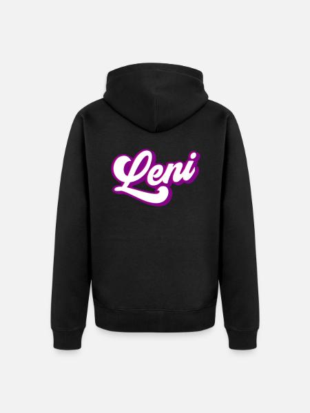 Leni | Farben änderbar - Unisex Premium Bio Zip Hoodie - Schwarz