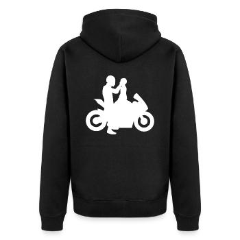 Vater Sohn Motorradfahrer Biker Familie Kind Bike - Unisex Premium Bio Zip Hoodie - Schwarz - Hinten - Nico (187cm)
