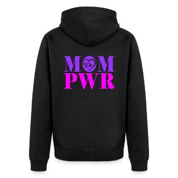 Mompower starke Mutter | Farbe änderbar - Unisex Premium Bio Zip Hoodie - Schwarz - Hinten - Nico (187cm)