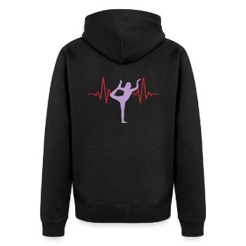 Heartbeat Yoga ECG Pulse | Couleurs changeantes - Veste à capuche bio Premium Unisexe - noir - Dos - Nico (187cm)