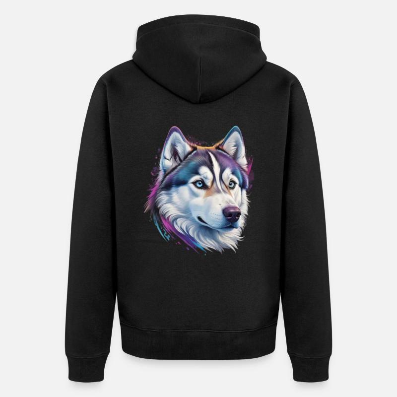 Tête de husky - Veste à capuche bio Premium Unisexe - noir