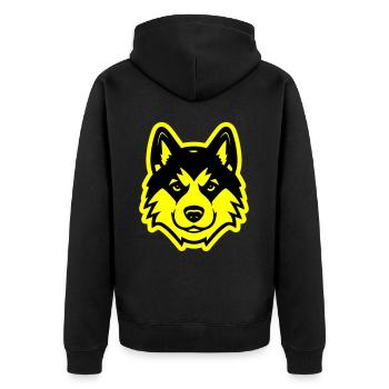Akita Dog Head - Unisex Premium Organic Zip Hoodie - black - Back - Nico (187cm)