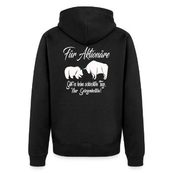 Aktien Börse WallStreet Investieren Investor - Unisex Premium Bio Zip Hoodie - Schwarz - Hinten - Nico (187cm)
