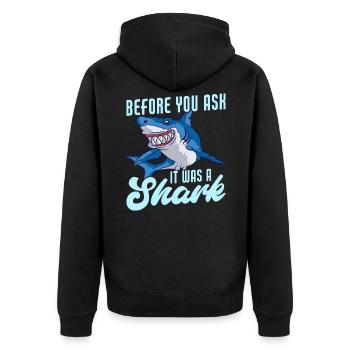 It Was A Shark Funny Amputee Prosthetic Surgery - Unisex Premium Organic Zip Hoodie - black - Back - Nico (187cm)
