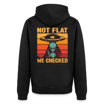 Not Flat We Checked Funny Anti Flat Earth - Unisex Premium Organic Zip Hoodie - black - Back - Nico (187cm)