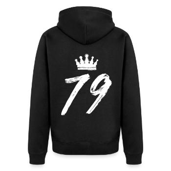 79 Number crown - Unisex Premium Organic Zip Hoodie - black - Back - Nico (187cm)
