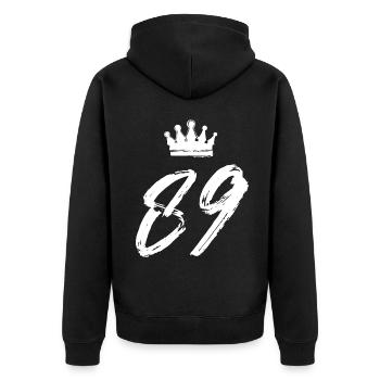 89 Number crown - Unisex Premium Organic Zip Hoodie - black - Back - Nico (187cm)