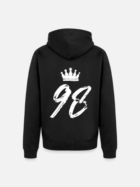 98 Number crown - Unisex Premium Organic Zip Hoodie - black