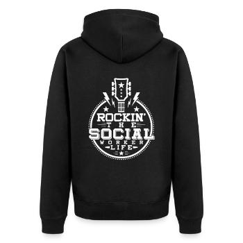 Rockin The Social Worker Life - Unisex Premium Organic Zip Hoodie - black - Back - Nico (187cm)