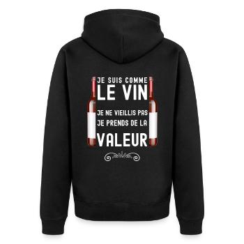 Je suis comme le vin humour retraite - Veste à capuche bio Premium Unisexe - noir - Dos - Nico (187cm)