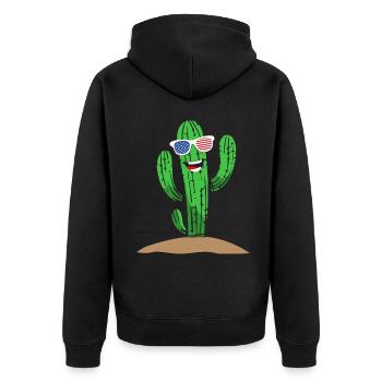Trendige Kaktus USA Kunst-T-Shirts - Unisex Premium Bio Zip Hoodie - Schwarz - Hinten - Nico (187cm)