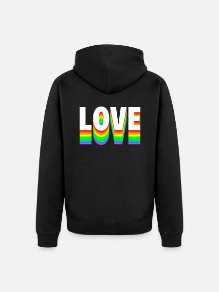 Love Text Regenbogen - Unisex Premium Bio Zip Hoodie - Schwarz