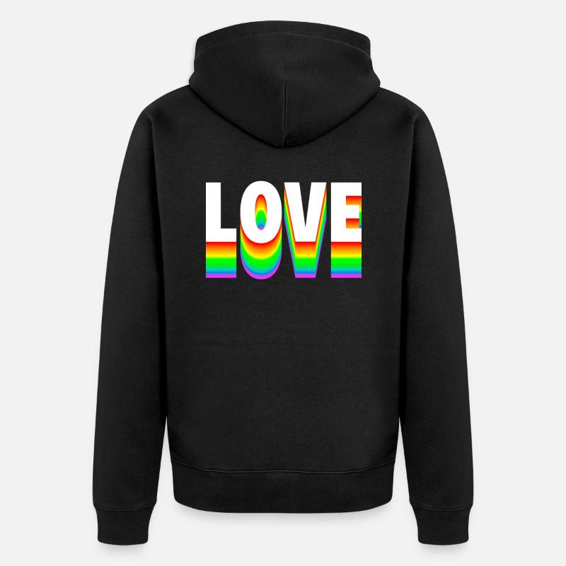 Love Text Regenbogen - Unisex Premium Bio Zip Hoodie - Schwarz