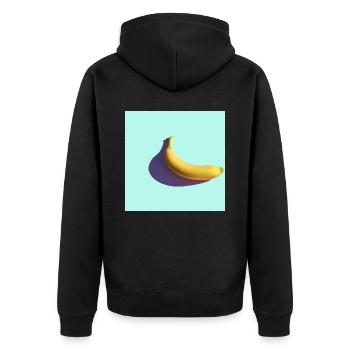 Abstrakte Banane Minimalismus Aquarell - Unisex Premium Bio Zip Hoodie - Schwarz - Hinten - Nico (187cm)