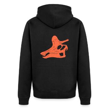 Lambeosaurus Fossilschädel - Unisex Premium Bio Zip Hoodie - Schwarz - Hinten - Nico (187cm)