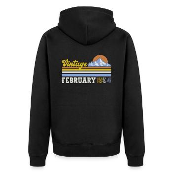 30. Geburtstag Vintage Februar Jahrgang 1994 - Unisex Premium Bio Zip Hoodie - Schwarz - Hinten - Nico (187cm)