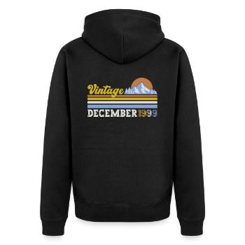 December Vintage 1999 24th Birthday Vintage - Unisex Premium Organic Zip Hoodie - black - Back - Nico (187cm)