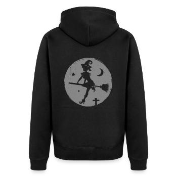 Sexy Hexe Silhouette - Unisex Premium Bio Zip Hoodie - Schwarz - Hinten - Nico (187cm)