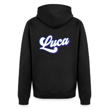 Luca | Couleurs changeantes - Veste à capuche bio Premium Unisexe - noir - Dos - Nico (187cm)
