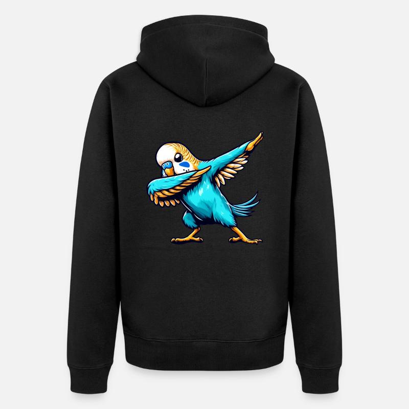 Cool Budgie Dabbing Comic - Unisex Premium Organic Zip Hoodie - black
