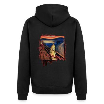 "The Screamana" - Unisex Premium Bio Zip Hoodie - Schwarz - Hinten - Nico (187cm)