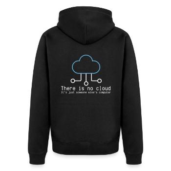 There is no cloud just someone elses computer - Unisex Premium Bio Zip Hoodie - Schwarz - Hinten - Nico (187cm)