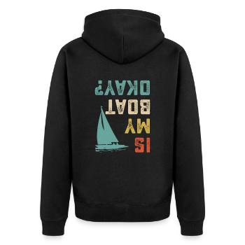 Ist mein Boot okay T-Shirt Boot Liebhaber Segeln - Unisex Premium Bio Zip Hoodie - Schwarz - Hinten - Nico (187cm)