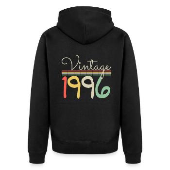 Vintage 1996 - Unisex Premium Organic Zip Hoodie - black - Back - Nico (187cm)