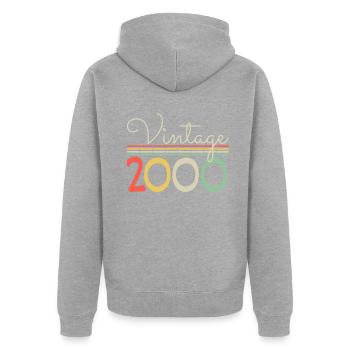 Jahrgang 2000 - Unisex Premium Bio Zip Hoodie - Grau meliert - Hinten - Nico (187cm)