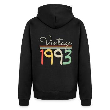 Vintage 1993 - Unisex Premium Organic Zip Hoodie - black - Back - Nico (187cm)