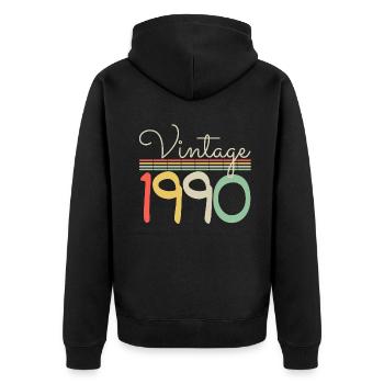 Vintage 1990 - Unisex Premium Organic Zip Hoodie - black - Back - Nico (187cm)