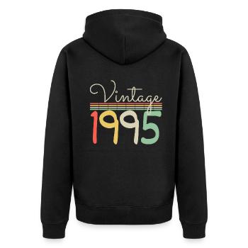 Vintage 1995 - Unisex Premium Organic Zip Hoodie - black - Back - Nico (187cm)