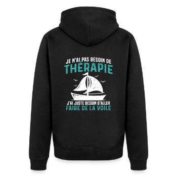 j'ai juste besoin d'aller faire de la voile - Veste à capuche bio Premium Unisexe - noir - Dos - Nico (187cm)