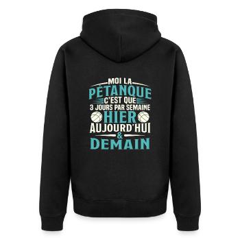 La Pétanque Hier Aujourd'Hui et Demain - Veste à capuche bio Premium Unisexe - noir - Dos - Nico (187cm)