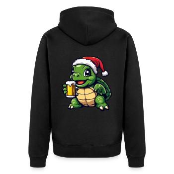 Turtle Christmas Beer Funny - Unisex Premium Organic Zip Hoodie - black - Back - Nico (187cm)