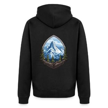Mountains Mountaineering - Unisex Premium Organic Zip Hoodie - black - Back - Nico (187cm)