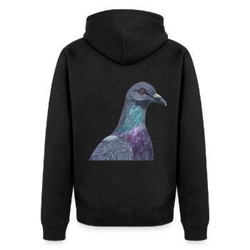 Taube - Unisex Premium Bio Zip Hoodie - Schwarz - Hinten - Nico (187cm)