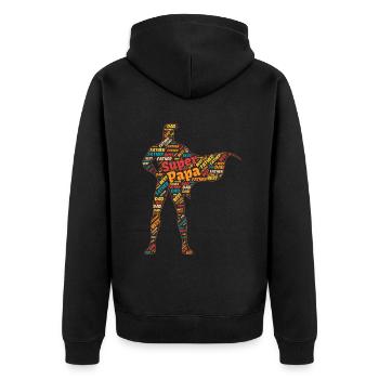 Super Papa Father's Day Hero Dad Word Cloud Art - Unisex Premium Organic Zip Hoodie - black - Back - Nico (187cm)