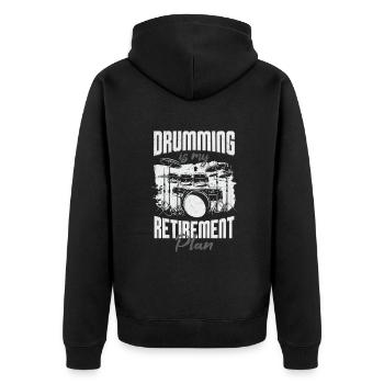 Funny Drums Musician Drummer Gift - Unisex Premium Organic Zip Hoodie - black - Back - Nico (187cm)