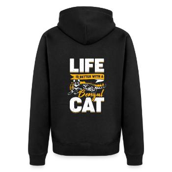 Bengalkatze Leopardkatze Geschenk - Unisex Premium Bio Zip Hoodie - Schwarz - Hinten - Nico (187cm)