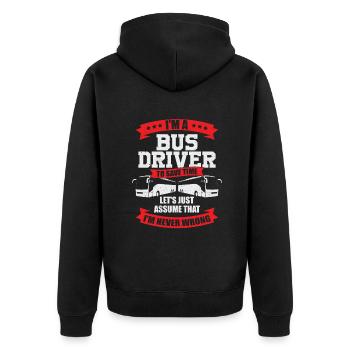 Funny Bus Bus Driver Job School Bus Driver Gift - Unisex Premium Organic Zip Hoodie - black - Back - Nico (187cm)